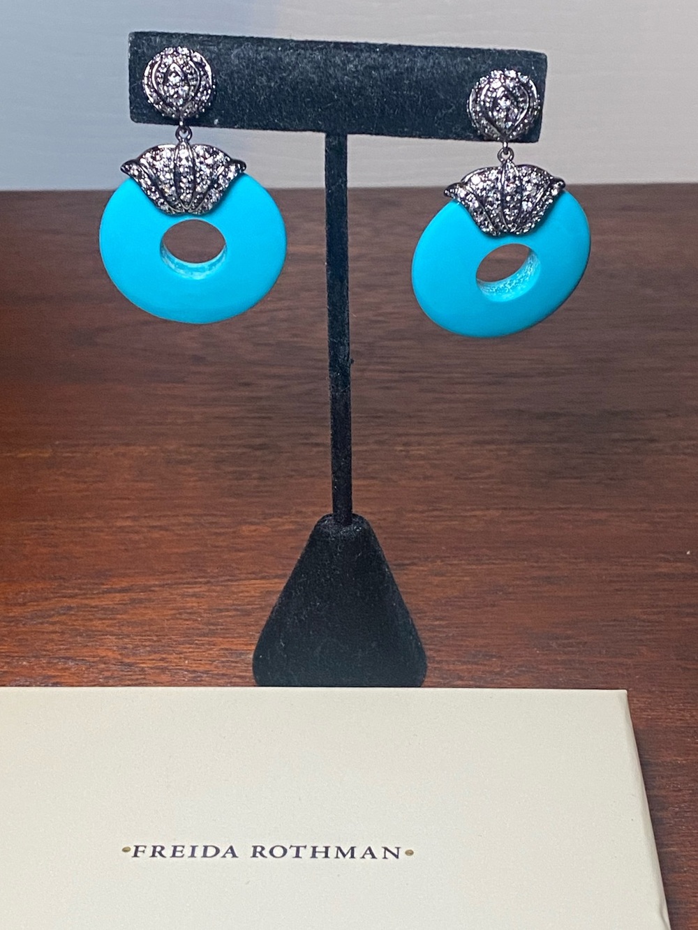 Freida Rothman Turquoise Open Circle Drop Earrings